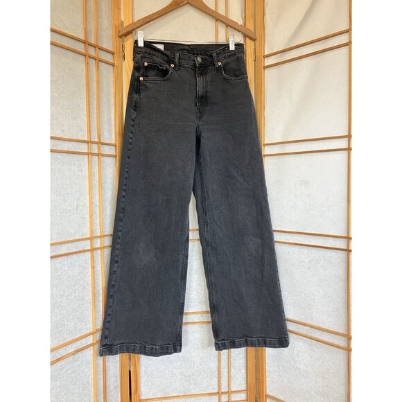 GAP Wide Leg Denim Jeans Pant Black High Rise Stride Size 28/6R - Picture 2 of 12